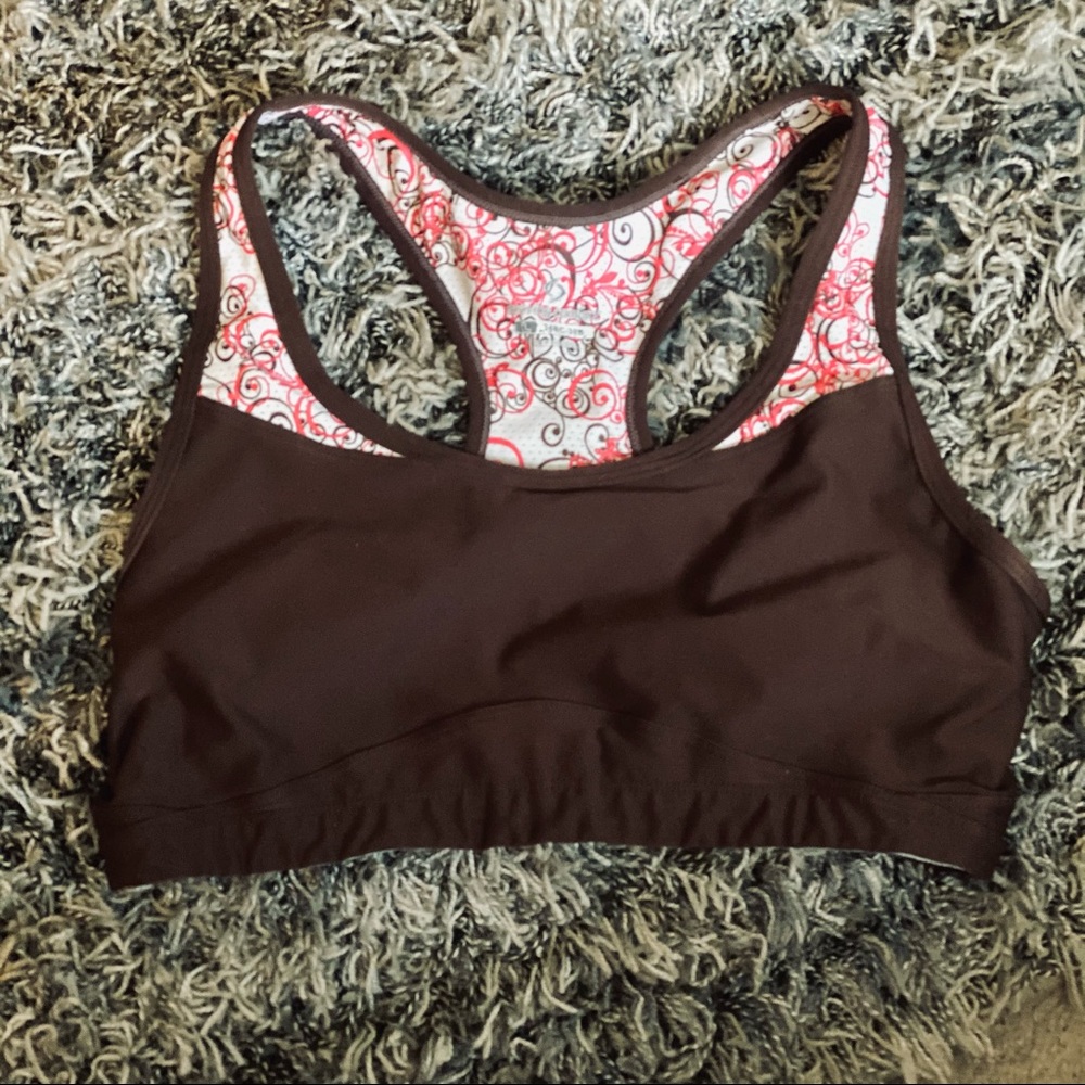 Moving Comfort Racerback Sports Bra Brown Pink